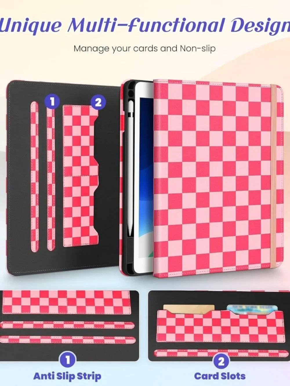 Stylish Pink Plaid Case for iPad 9th/8th/7th Gen - Durable & Lightweight
